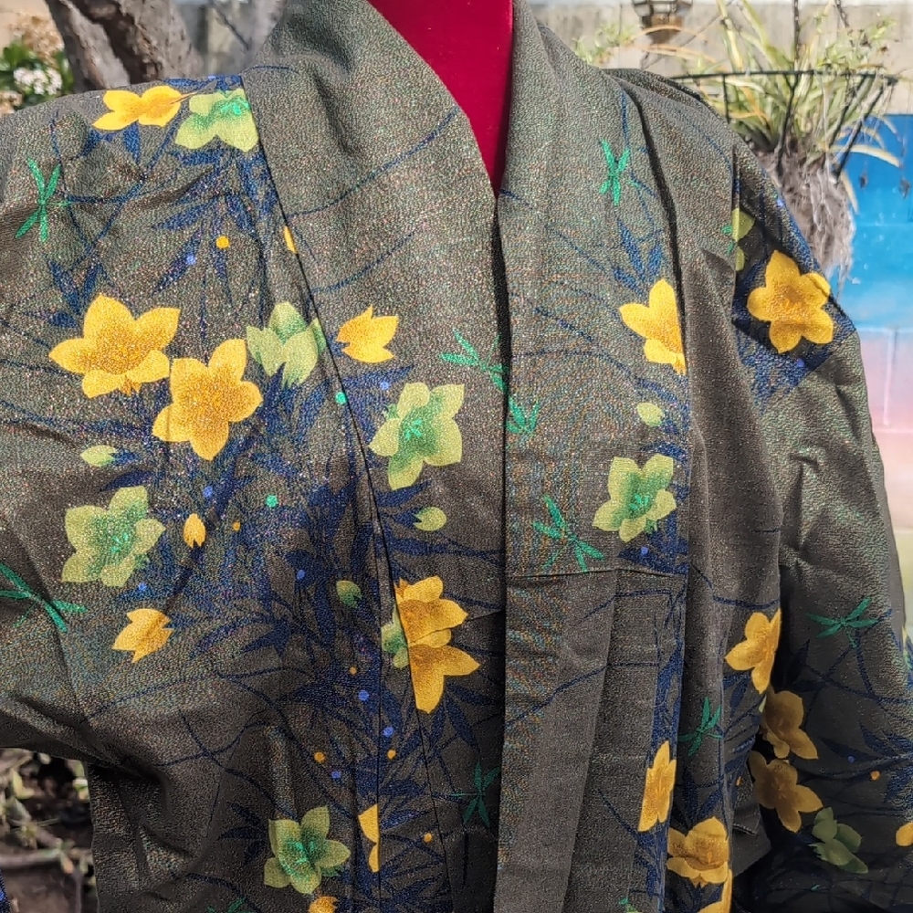 Vintage Metallic Print Kimono